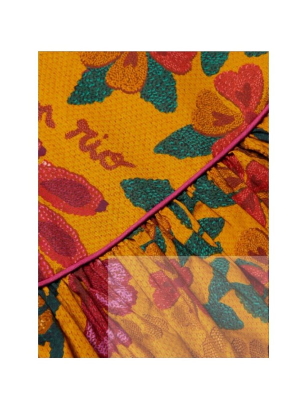 Farm Rio Midi Dress  Puff Long Sleeve Print Cotton Yellow  Small New With Tag - Picture 7 of 7